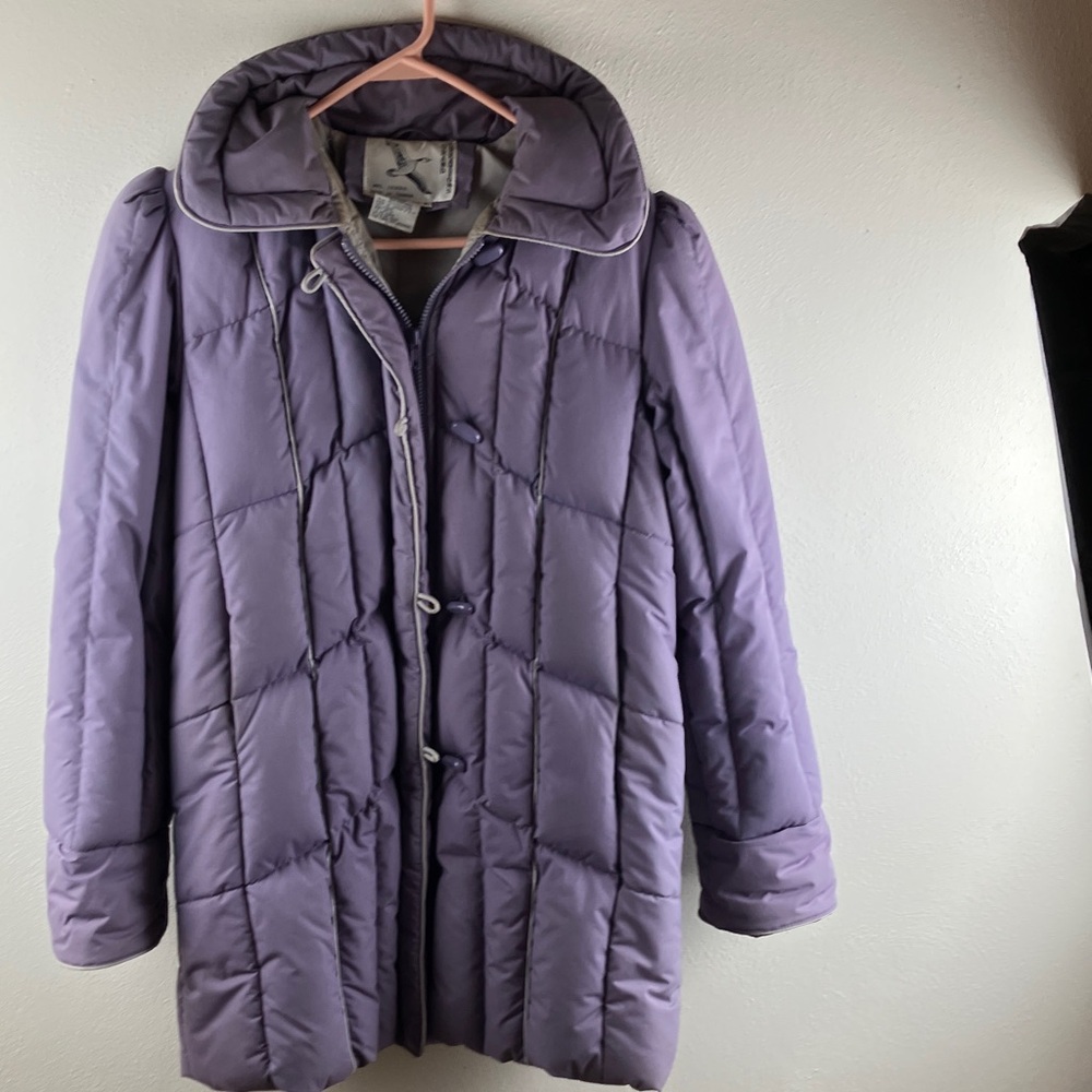 Grand Creations Lavender/Periwinkle Puffer coat, 80% Down/20% Feathers Sz S